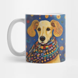 Gustav Klimt Style Lady Dog in a Starry Night Landscape Mug